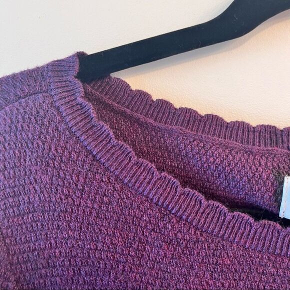 Elle Purple Asymmetrical Scallop Hem Knit Tunic Sweater - Picture 3 of 9